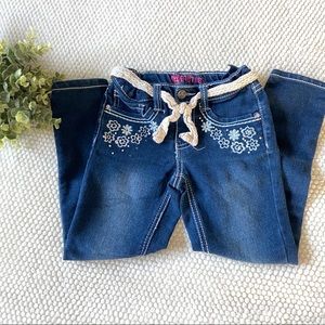 embellished jeans with lace belt. Size 5